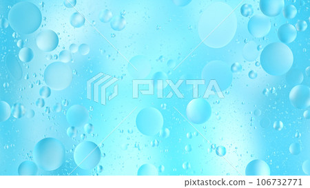 Abstract Blue Background Oil in Water surface Foam of Soap with Bubbles. 106732771