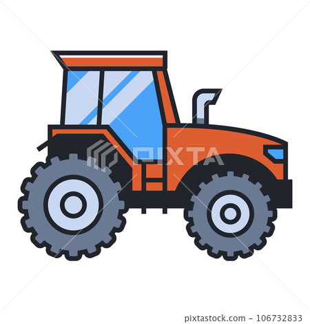 colored tractor icon. red tractor. colored tractor icon. red tractor. 106732833