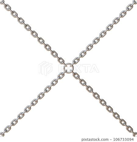 Two crossing steel chains 3D 106733094