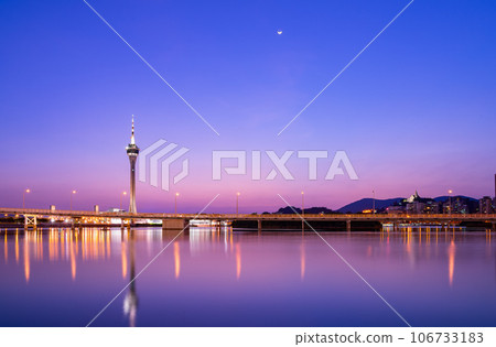 Sunset view of the Governador Nobre de Carvalho Bridge Sunset view of the Governador Nobre de Carvalho Bridge 106733183