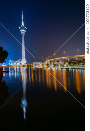 Night view of the Macau Tower Night view of the Macau Tower 106733190