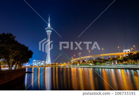 Night view of the Macau Tower Night view of the Macau Tower 106733191