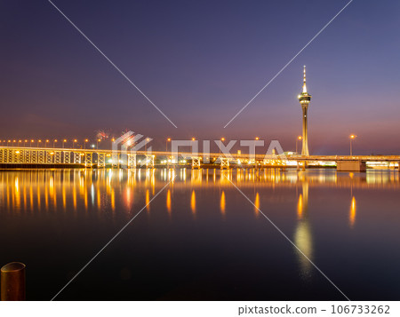 Sunset view of the Governador Nobre de Carvalho Bridge Sunset view of the Governador Nobre de Carvalho Bridge 106733262