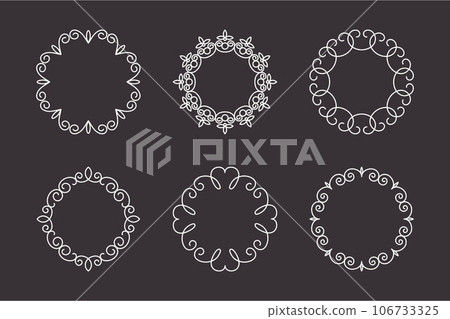 Vector Decorative Round Linear Frames Set. Vintage Frame Design Elements, Filigree, Decorative Borders, Page Decorations, Dividers Isolated Vector Decorative Round Linear Frames Set. Vintage Frame Design Elements, Filigree, Decorative Borders, Page Decorations, Dividers Isolated 106733325
