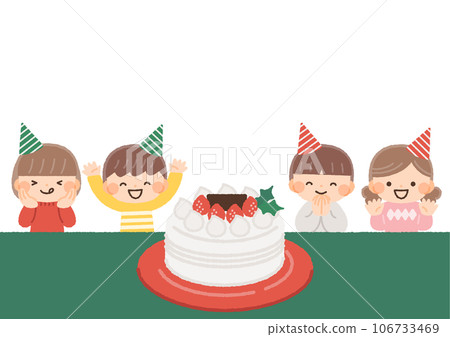Illustration material of children enjoying Christmas cake Illustration material of children enjoying Christmas cake 106733469