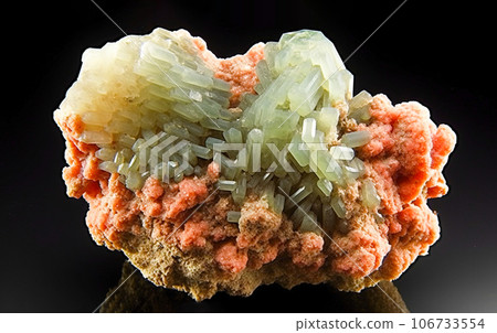 Heulandite is rare precious natural geological stone on gradient background in low key, isolate. AI generated. 106733554