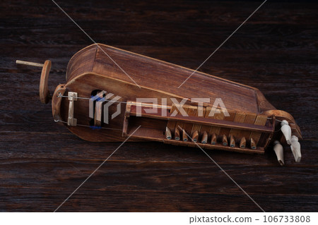 The Hurdy-gurdy, stringed musical instrument. The Hurdy-gurdy, stringed musical instrument. 106733808