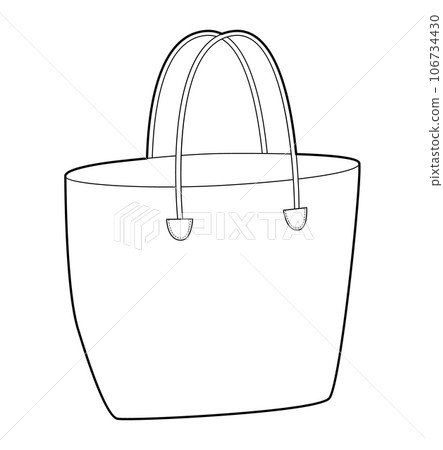 Straw Beach bag tote silhouette Fashion accessory technical illustration. Vector satchel front 3-4 view for Men, women 106734430