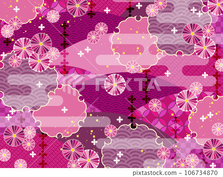 Cute Japanese pattern background in autumn colors Cute Japanese pattern background in autumn colors 106734870
