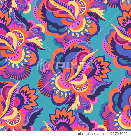Bright seamless psychedelic pattern with abstract colorful elements. 106735031