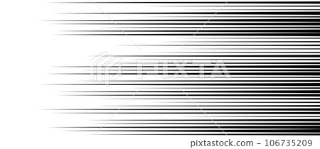 Straight speed lines repeating pattern. Black and white horizontal stripes gradient. Abstract fast effect texture. Comic cartoon rays and beams wallpaper. Vector pop art background Straight speed lines repeating pattern. Black and white horizontal stripes gradient. Abstract fast effect texture. Comic cartoon rays and beams wallpaper. Vector pop art background 106735209