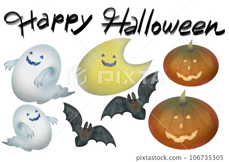 Halloween set Jack-o-lantern, bat, ghost Halloween set Jack-o-lantern, bat, ghost 106735305