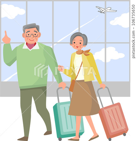 Senior couple going on a trip from the airport 106735650