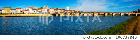 Panorama of bridge in Macon, France 106735849
