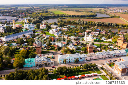 View from drone on Kolomna Kremlin in summer, Russia View from drone on Kolomna Kremlin in summer, Russia 106735883