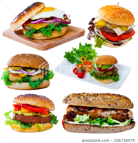 Collection of various fast food dishes 106736079