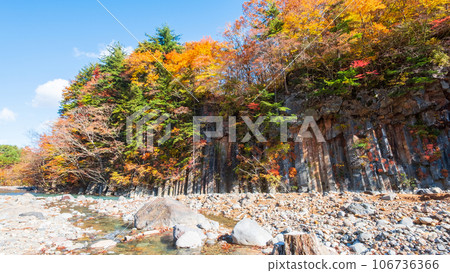 Autumn leaves in Hachimantai/Matsukawa Valley (Matsukawa basalt) 106736366