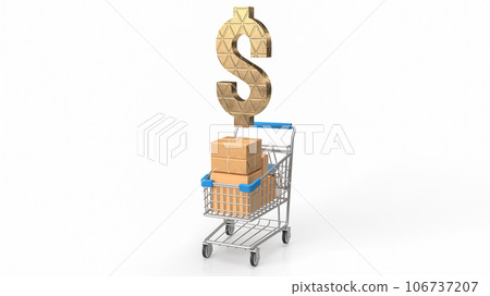 The shopping trolley and dollar symbol 3d rendering 106737207