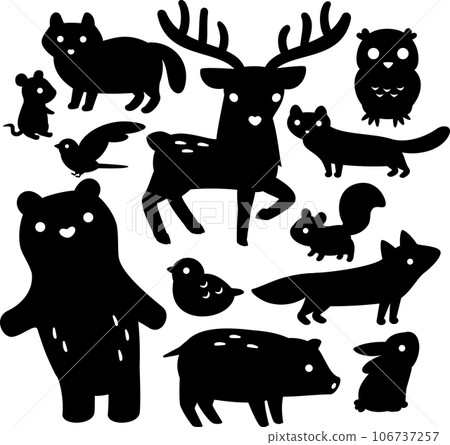 Monochrome illustration set of forest animals 106737257