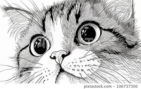 Line drawing of a cat close-up AI generated image 106737300