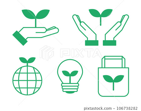 生態相關的地球環保圖像圖標集 106738282