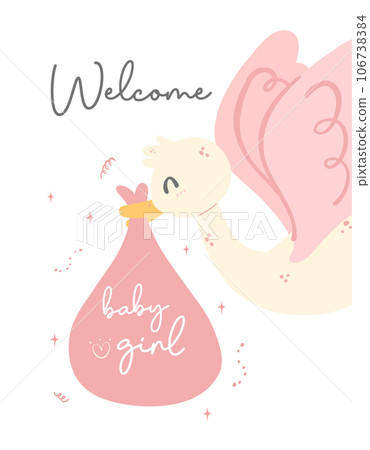Handgezeichnete Baby-Shower-Karte – Storch Mit Baby – Süß & Persönlich Für Eltern & Familie