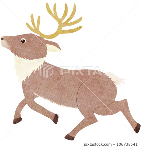 奔跑的馴鹿（側身）簡單又可愛的插畫素材 106738541