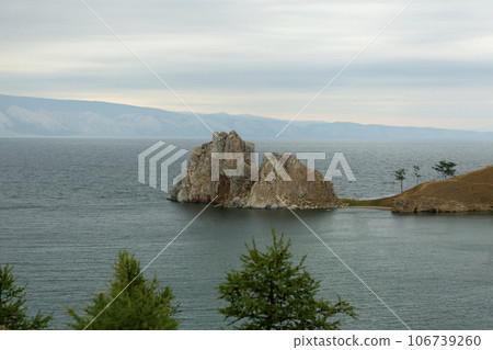 Shore of Lake Baikal. Olkhon Island, Shaman Rock 106739260