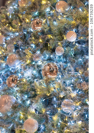 閃耀著藍色光芒的聖誕樹 106739289