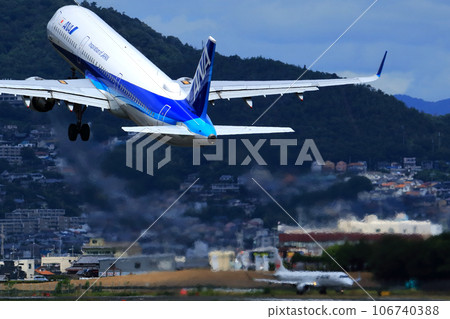 Osaka International Airport ANA Airplane Takeoff Ready Sky Park 106740388