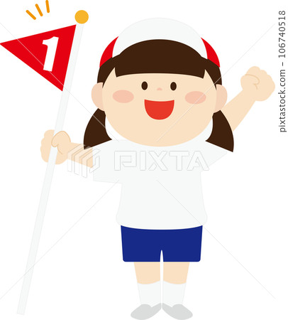girl with first place flag 106740518