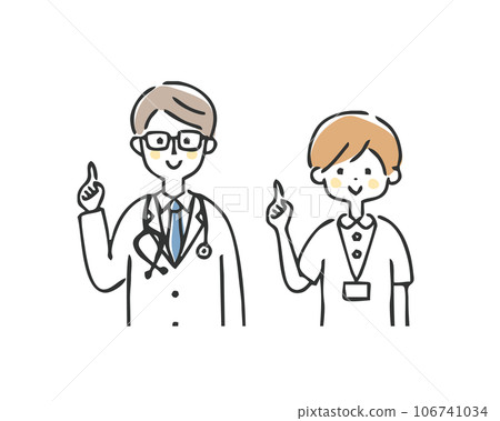 Illustration of a medical worker pointing Illustration of a medical worker pointing 106741034