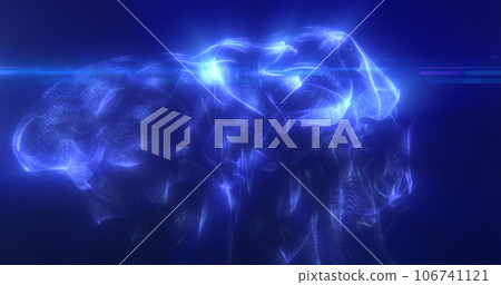 Abstract floating liquid from energetic blue particles glowing magical background Abstract floating liquid from energetic blue particles glowing magical background 106741121