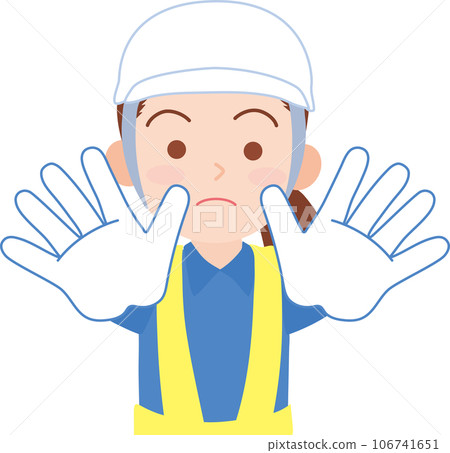 工人_交通指導員_女_雙掌向前停車姿勢_上半身 106741651