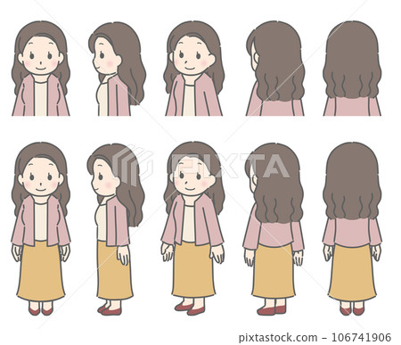 Young woman (plain clothes) facing various directions 106741906