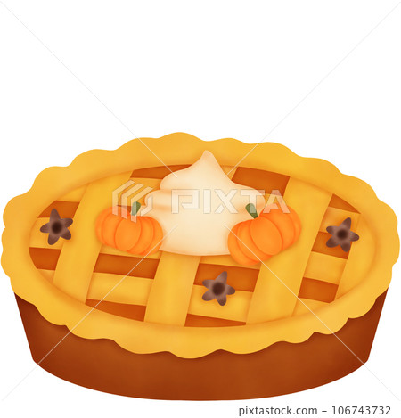 Watercolor Autumn Pumpkin Dessert. Pumpkin Pie. Watercolor Autumn Pumpkin Dessert. Pumpkin Pie. 106743732