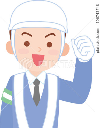 Working person_Traffic instructor_Male_Guts pose_Upper body 106743748