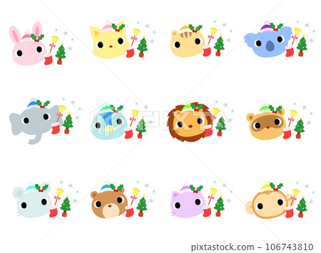 動物臉圖標集（聖誕節） 106743810