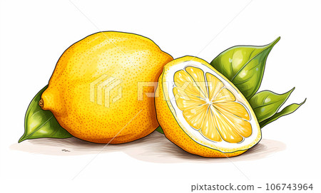 手绘卡通柠檬插画 106743964