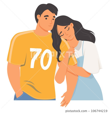 Portrait of happy loving couple cuddling Portrait of happy loving couple cuddling 106744219