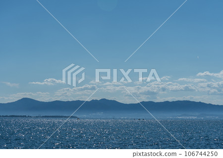 Summer Lake Biwa scene and blue sky copy space 106744250