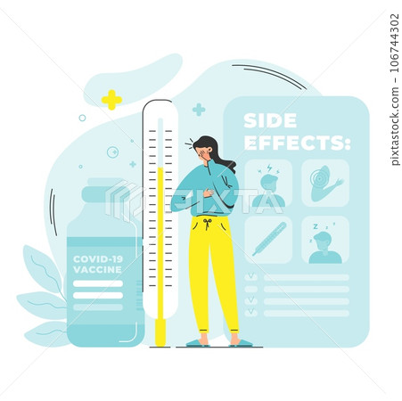 Covid-19 vaccine side effects scene vector illustration Covid-19 vaccine side effects scene vector illustration 106744302