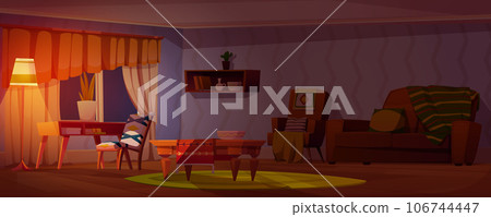 Cozy living room with vintage interior 106744447
