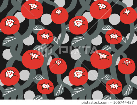 Retro rose pattern seamless pattern (black x red) Retro rose pattern seamless pattern (black x red) 106744487