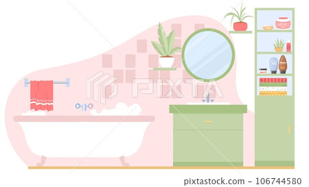 Bathroom with furniture flat design interior vector illustration 106744580