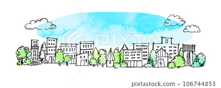 簡單的城市景觀素描手繪插畫 106744853