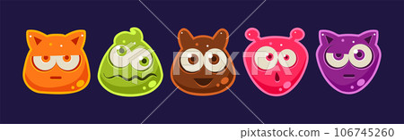 Funny Jelly Characters Emotion with Muzzle Vector Set Funny Jelly Characters Emotion with Muzzle Vector Set 106745260