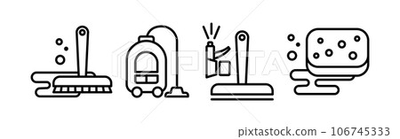 Household Cleaning Service Simple Line Icon Vector Set 106745333