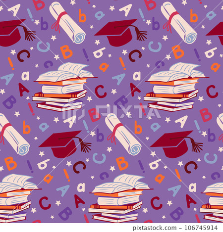 Colorful educational seamless pattern with books 106745914