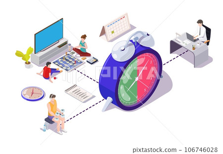 Time management and rest work schedule balance infographic Time management and rest work schedule balance infographic 106746028